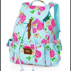 VS Pink drawstring floral backpack